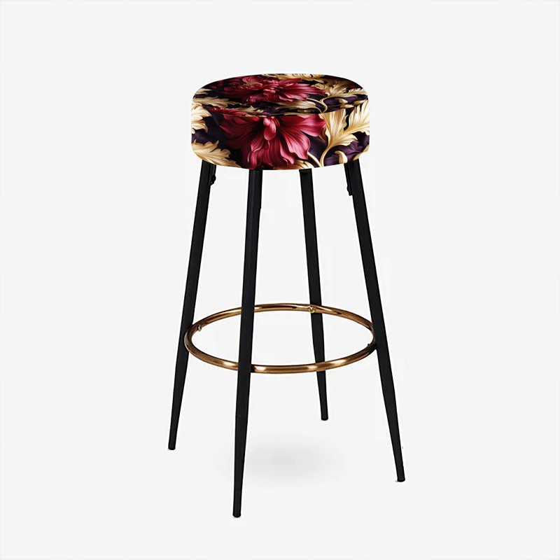 Damask Purple Baroque Floral Dreams - Ensemble de 2 tabourets de bar damassés