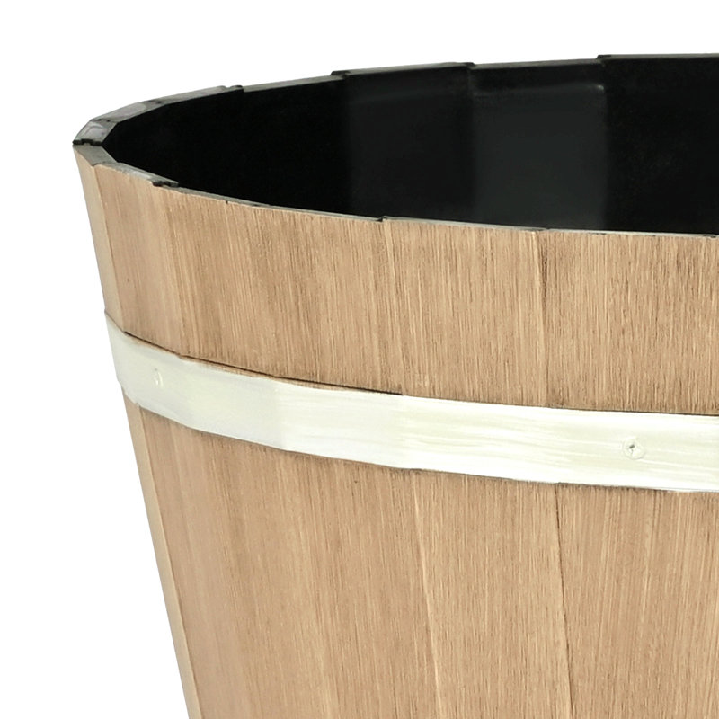 Resin Whiskey Barrel Planter Garden Flower Plant Pot 11.81 X 11.81 X 8.27 In
