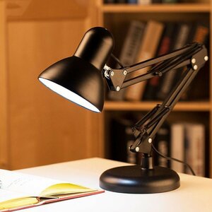 2 In 1 Metal Desk Lamp Study Table Light Swing Arm With LED Bulb & Clamp