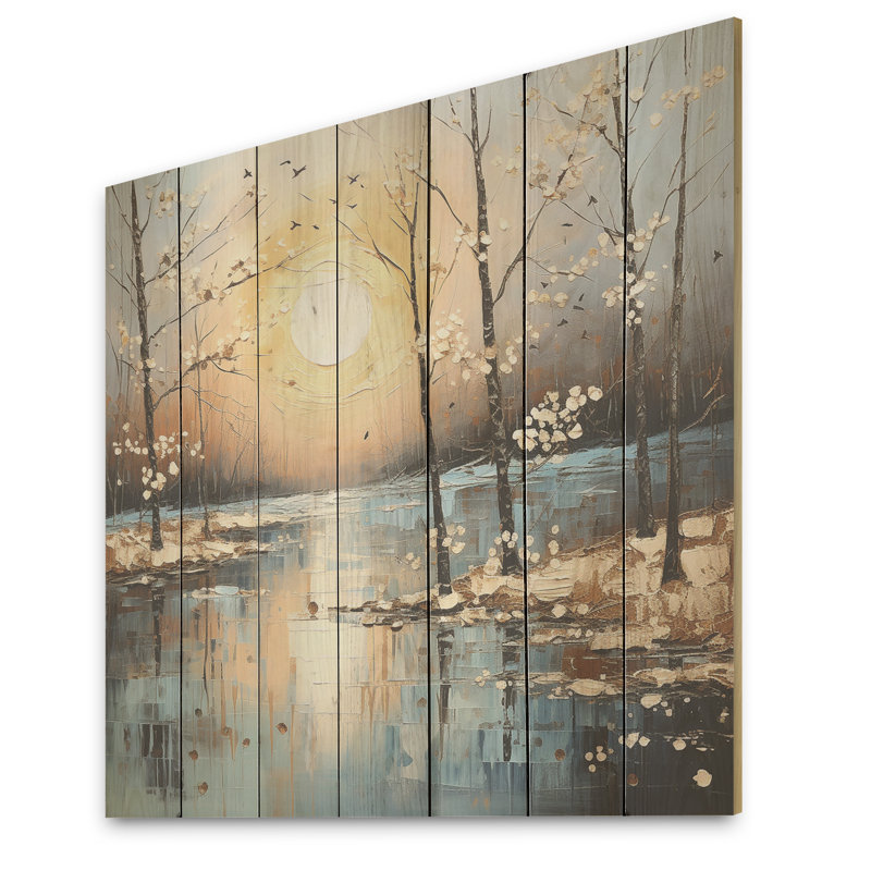 Grey Spring Time Forest Tranquillity II - Fruits On Wood Print, 15" H x 15" W