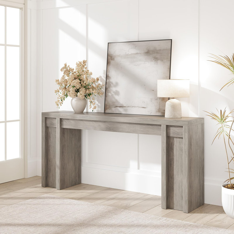 70.8" Console Table, Modern Entryway Console Table, Long Sofa Table Hall Table Behind Couch, Thick Wood Design, Gray