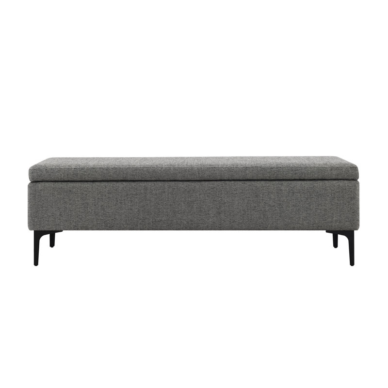 Aquanette Polyester Upholstered Storage Bench, Gray, 19.5" H x 60" W x 17.8" D