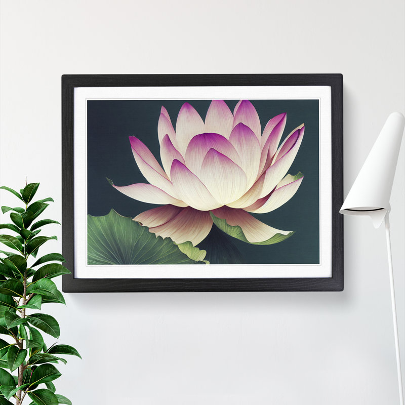 Cute Lotus Flower - Framed Print, Black, 46cm H x 64cm W x 2cm D