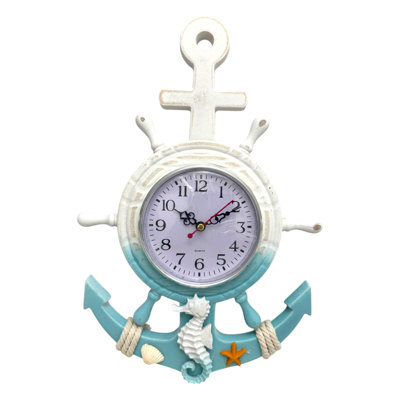 Horloge murale en forme de plage sur une ancre