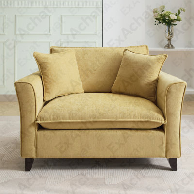 Fauteuil surdimensionné de 46,9 po, tissu chenille, fauteuil confortable et demi-canapé simple avec coussin pour le salon, bureau, jaune (ancien SKU: BS701P193717Y)
