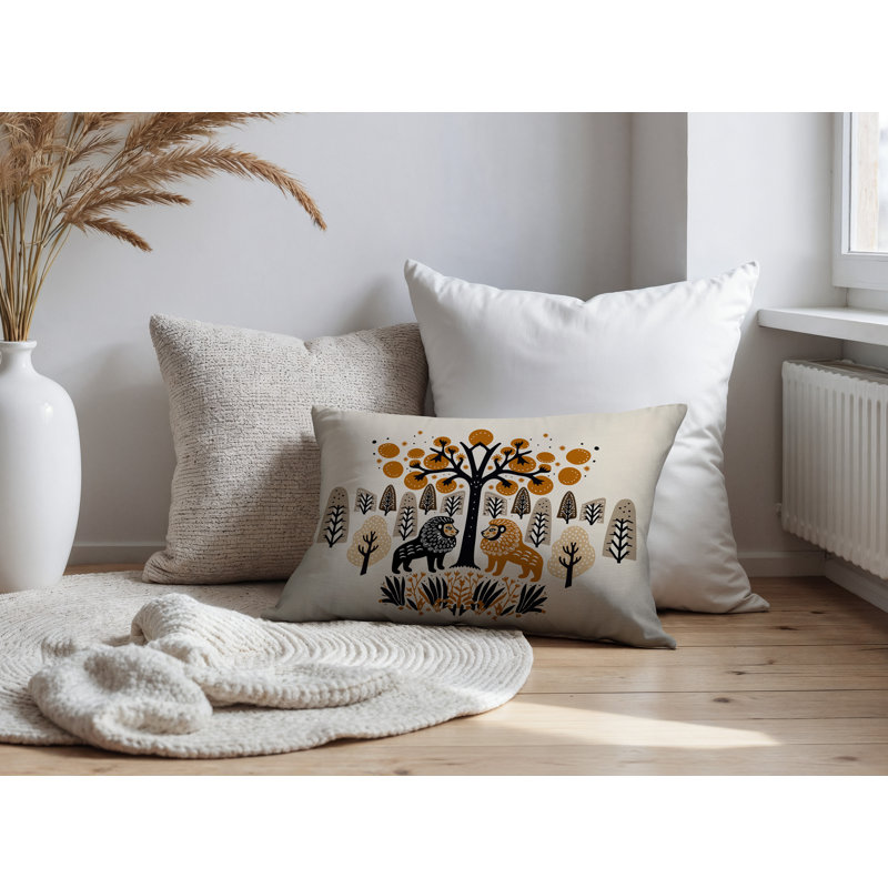 Oreiller rectangulaire intérieur / extérieur Comas Lion, Rectangle H 14 po x l 20 po, Orange
