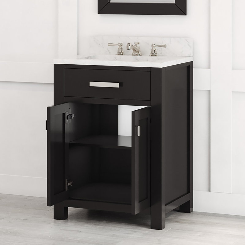 Minnetrista Single Bathroom Vanity with Marble Top, Espresso, Chrome