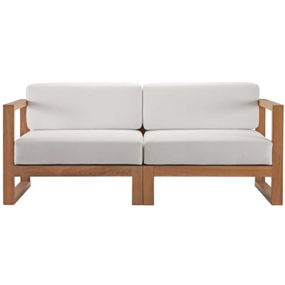 Upland Outdoor Patio Teak Wood 2-Piece Sectional Sofa Loveseat by Modway