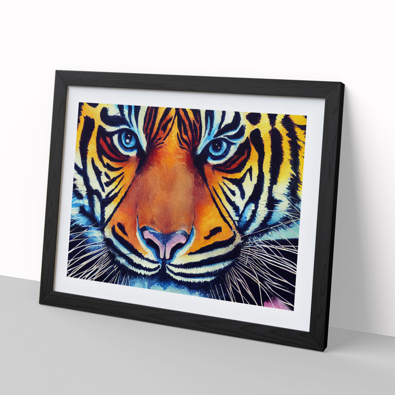 Watercolour Tiger Vol.1 - Framed Print, Black, 34cm H x 46cm W