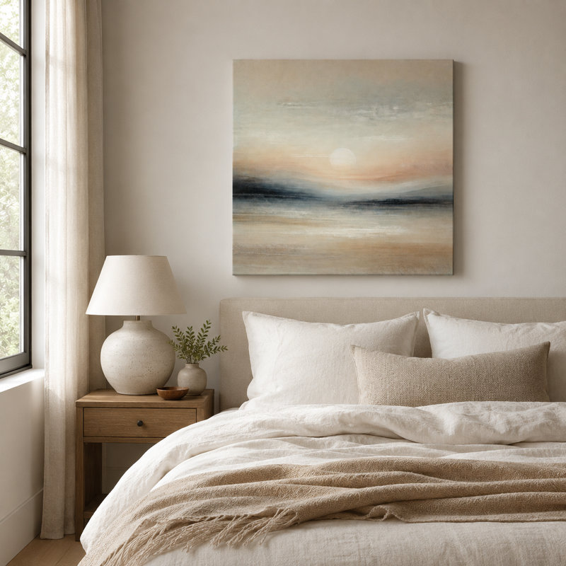 Tranquil Glow: Abstract Sunset Landscape Canvas Print, 30" H x 30" W x 1.5" D
