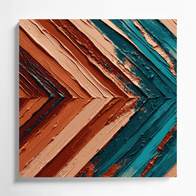 Art mural sur toile brun à motif de chevrons du sud-ouest 219, H 12 po x l 12 po