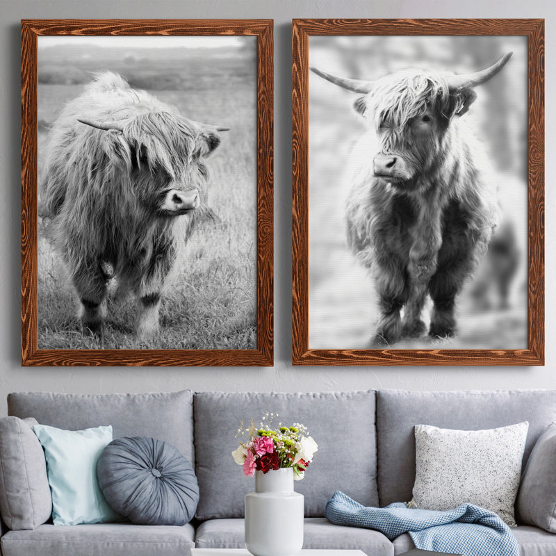 Gretna Green Highland - Ensemble de 2 cadres photo sur toile, H 44 po x l 31 po x P 1 po, Cadre en érable