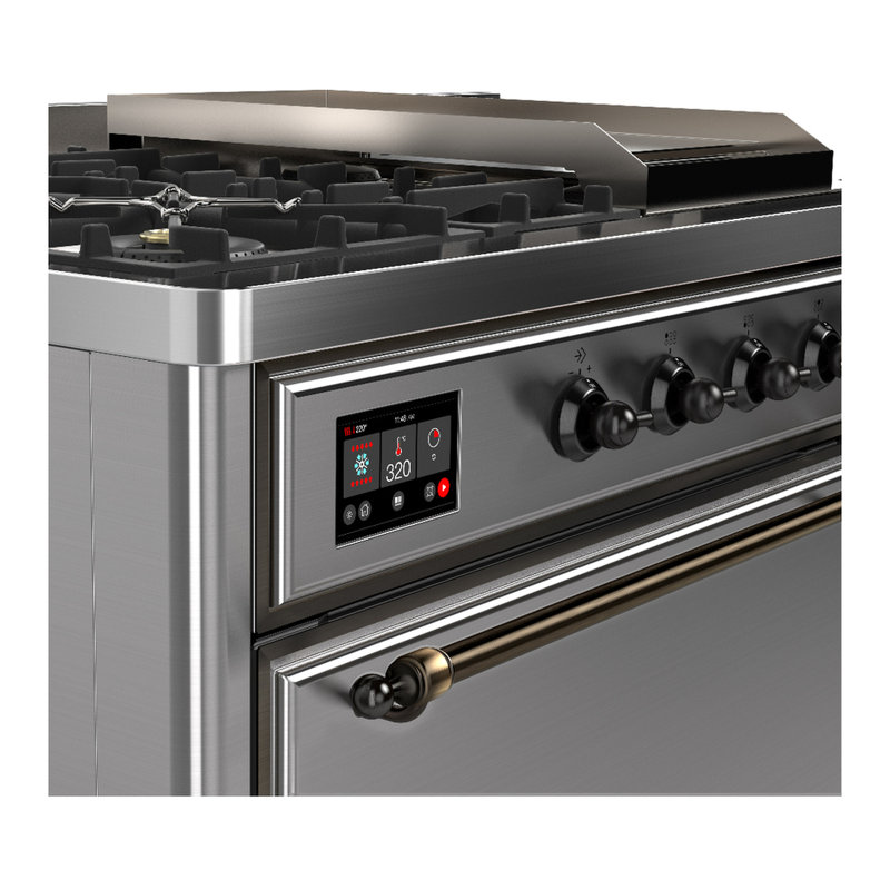 Majestic III Series 48 Inch Dual Fuel Range with 5 Sealed Burners, Griddle, Frenchtop in Burgundy (Natural Gas, Chrome Trim)