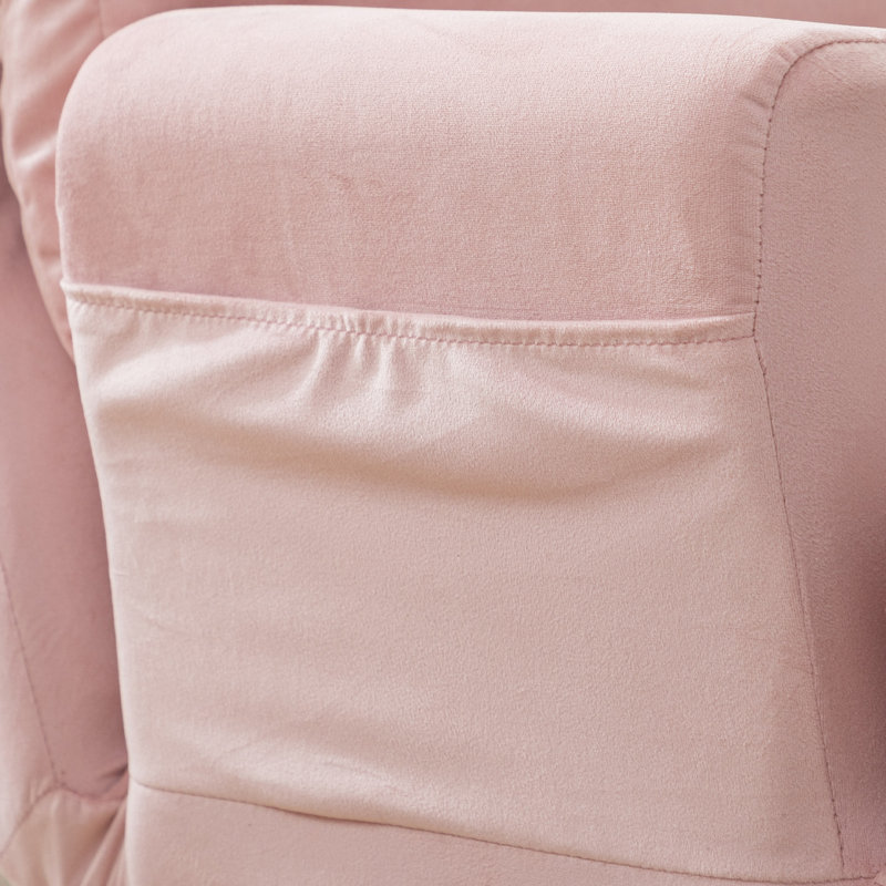 44.1''Wide Modern Soft Upholstered Standard Reclining Accent Chair With Ottoman, Pink Velvet