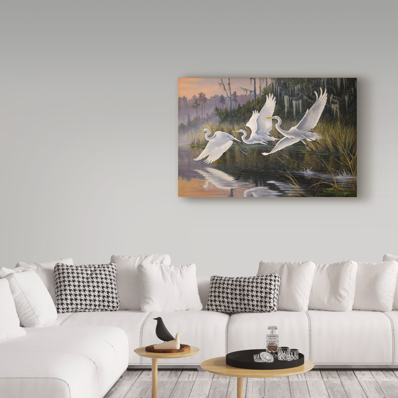 Berrien «Morning laissant des aigrettes», impression sur toile tendue, H 12 po x l 19 po x P 2 po