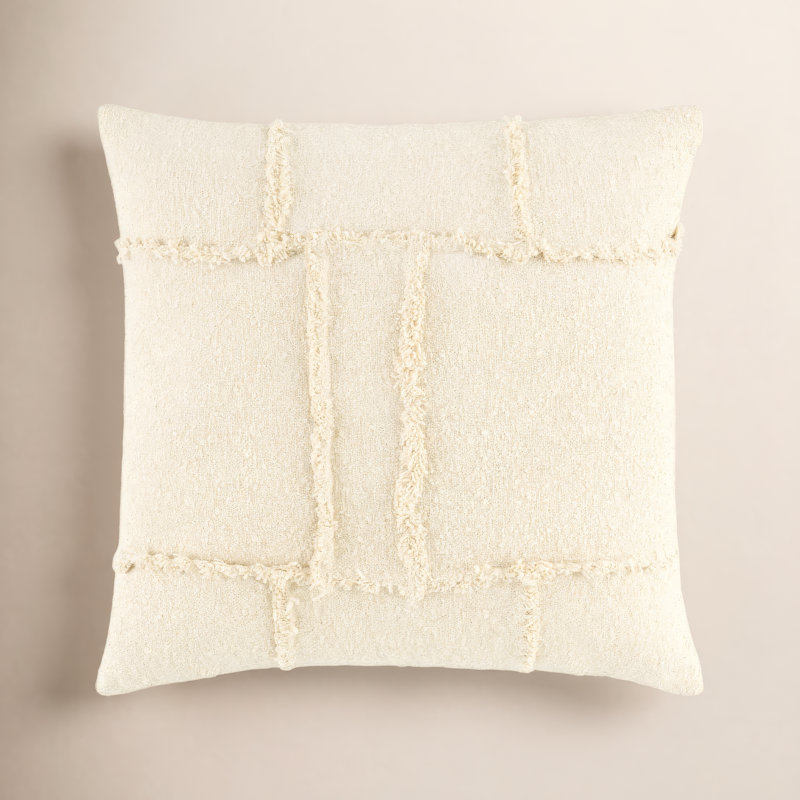 Housse de coussin décoratif Yulara, Ivory, Square 20", Pillow Cover Only - No Insert