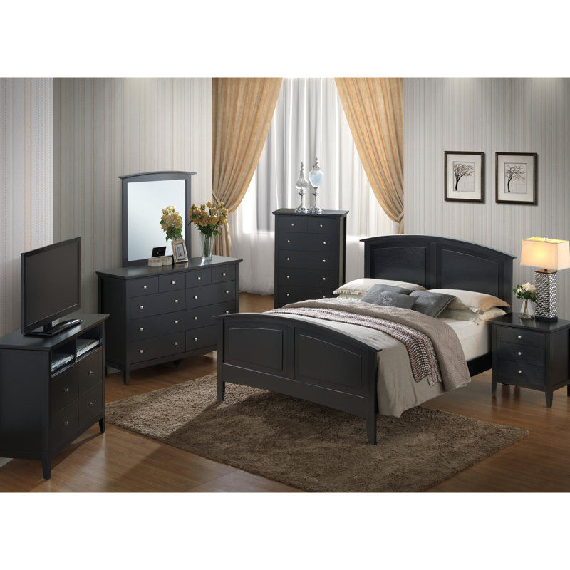 Grand lit noir spacieux pour une nuit de sommeil paisible - construction stable, repos et amplement d'espace