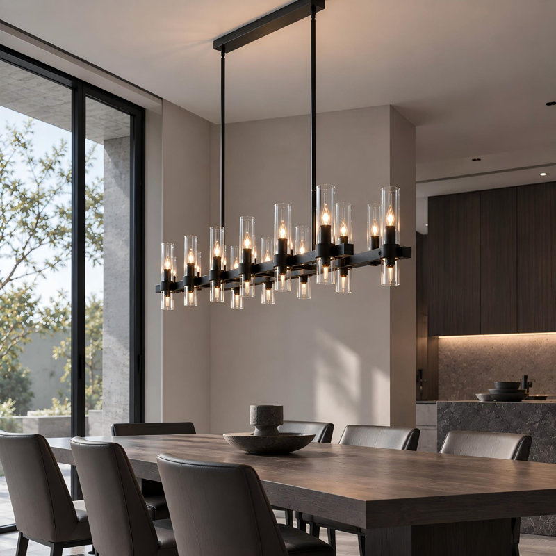 Lustre linéaire moderne de grande taille (63 po) à 16 lumières pour îlot de cuisine, 16