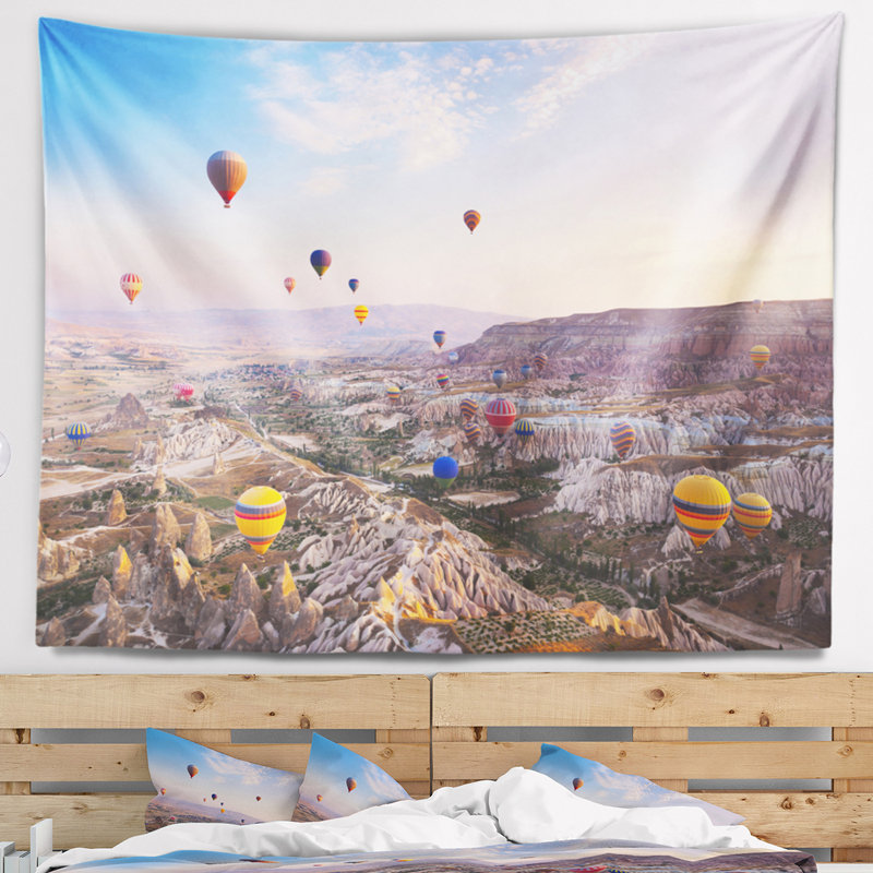 Photographie air chaud balloon vol tapisserie, H 32 po x l 39 po