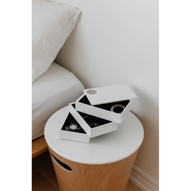 Spindle White Storage and Jewelry Box