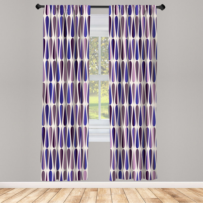 Microfiber Floral Semi-Sheer Rod Pocket Curtain Panels, 28" W x 95" L, Brown/Purple