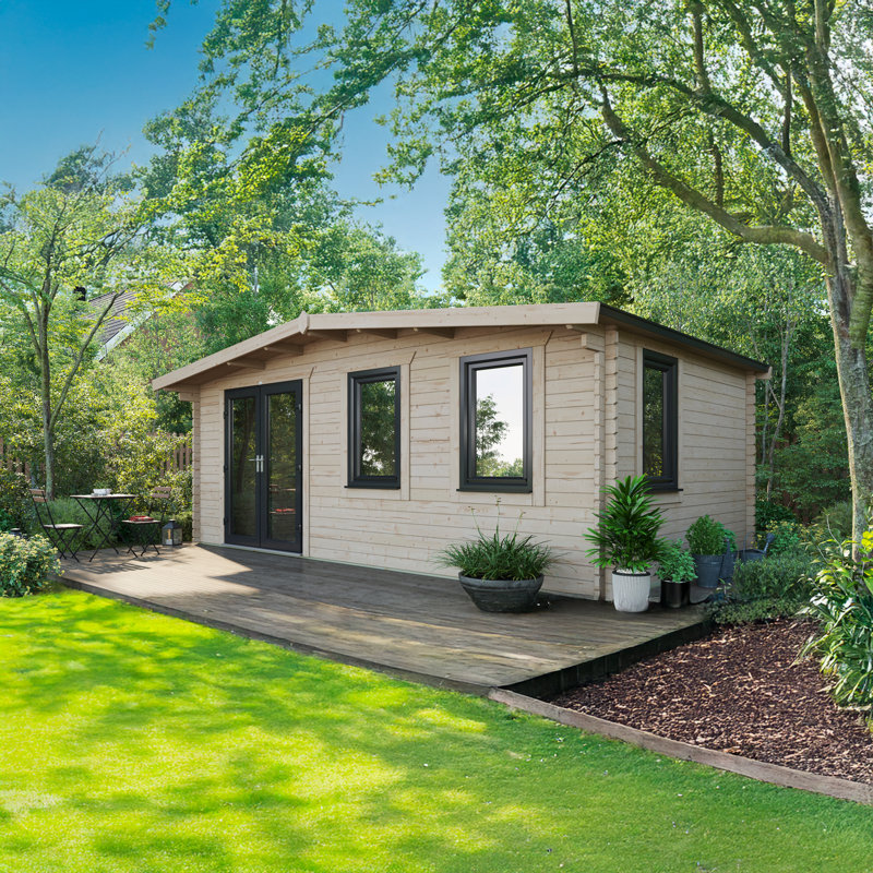 Powersheds 12 x 20ft Chalet Log Cabin, Doors to the Left - 44mm