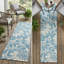 8' Runner Denim and Ivory Floral Washable Non Skid Indoor Outdoor Runner Rug