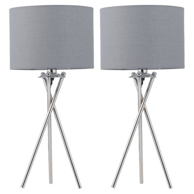 Hamdaan 52Cm Polished Chrome Tripod Table Lamp Set