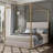 Metal Canopy Bed with Tall Upholstered Headboard and Four Poster, No Box Spring Needed-2095645258-2095645252