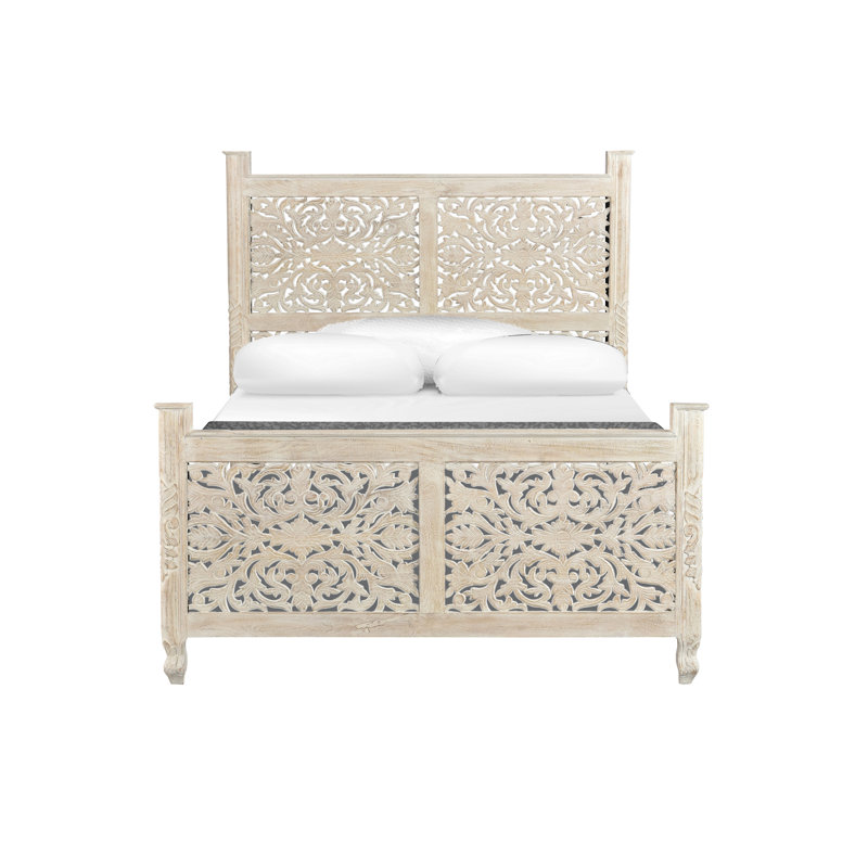 Harleen Solid Wood Piece Bedroom Set, White, Queen