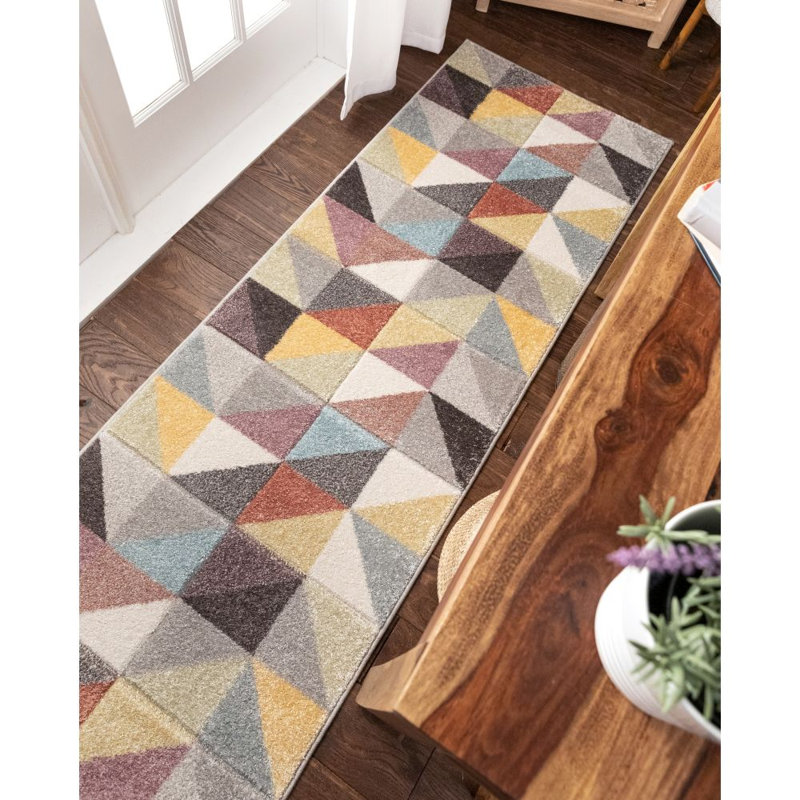 Whoa! Geometric Synthetic Area Rug, Runner 67 x 220cm