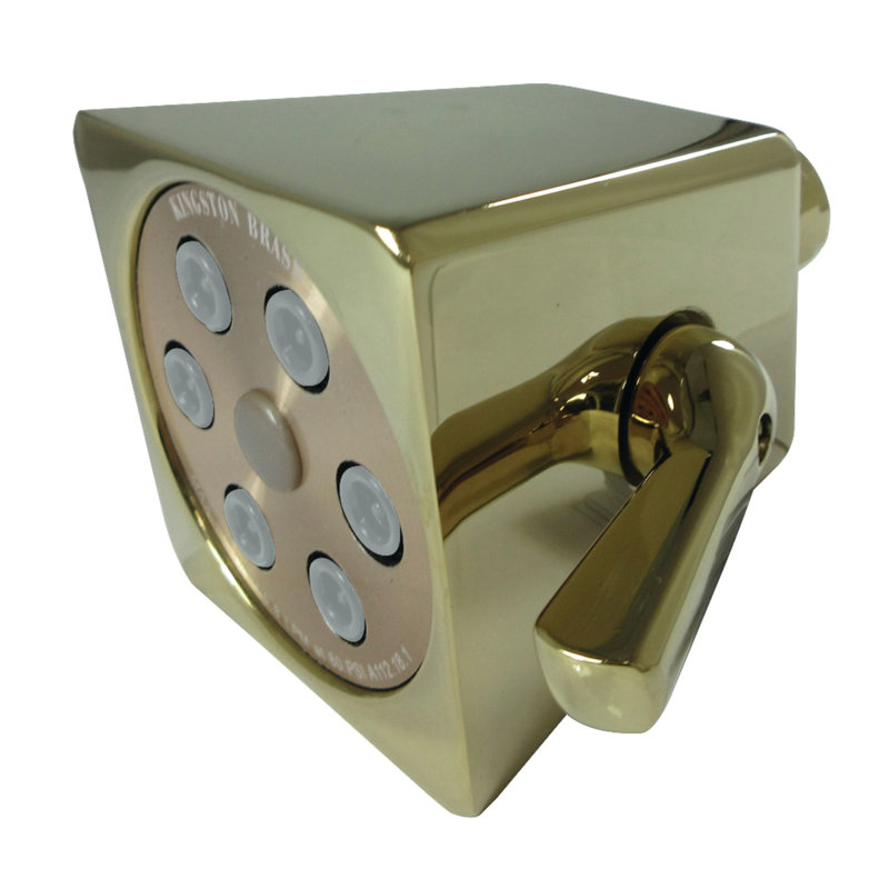 Kingston Brass Monarch 2-4/5-Inch Square Jet Spray Brass Shower Head, Polished Brass