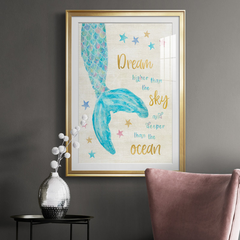 Mermaid Dream - Peinture encadrée, Or, H 26,5 po x l 36,5 po x P 1,5 po