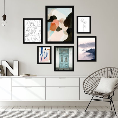 Ensemble de 6 toiles abstraites contemporaines
