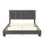 Mobilier de chambre à coucher grand lit en bois massif, revêtement en velours gris foncé, lit plateforme réglable avec tête de lit, velours, structure-579290150-579290151