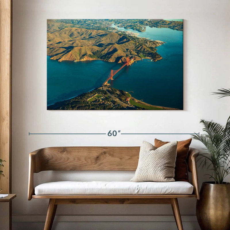 Vue aérienne du Golden Gate Bridge, H 32 po x l 48 po