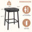 Ensemble de 2 tabourets de bar, tabourets de bar à hauteur de comptoir sans dossier, tabourets de bar noirs pour îlot de cuisine, tabourets de capitonnage épais en cuir PU avec base en métal