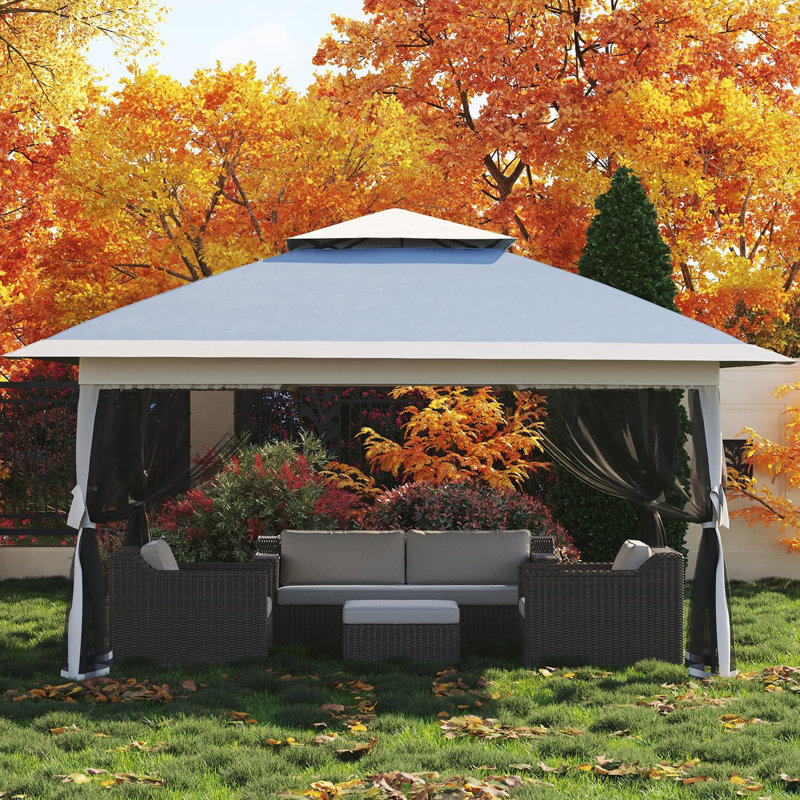 12x12 Canopy Tent, Pop Up Gazebo with Mosquito Netting, Outdoor Gazebo with 4 Sandbags & Wheeled Bag, pop up Canopy for Backyard & Patio Furniture, Patio, Deck