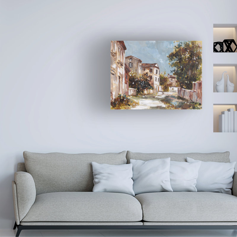 Art mural sur toile tendue - «Crimson toit II» de Melissa Wang pour décoration de salon, de chambre à coucher ou de bureau - 35 x 47