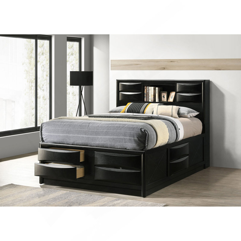 Jazz Black Queen Storage Bed, Queen