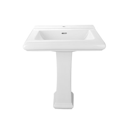 Lavabo de salle de bain rectangulaire en porcelaine vitreuse avec trop-plein Apex