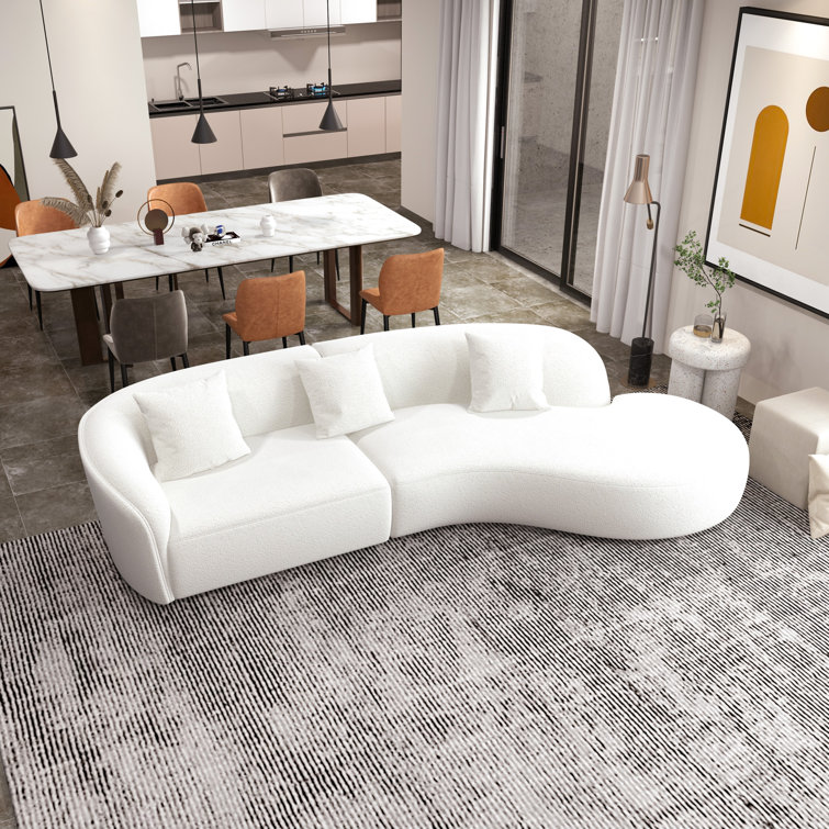 Anahli 126" Japandi Style Luxury Modern Boucle Fabric Curvy Sectional Couch