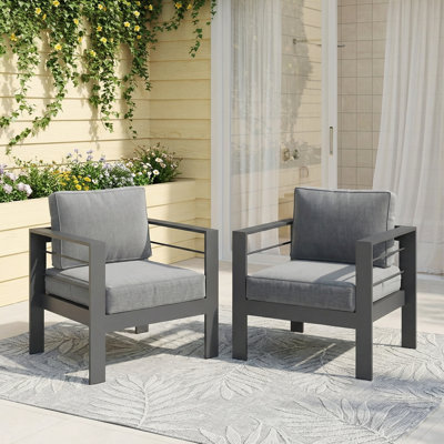 Chaise de patio en aluminium 2 pièces