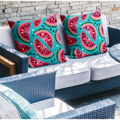 Oreiller carré intérieur / extérieur Yumelon Watermelon