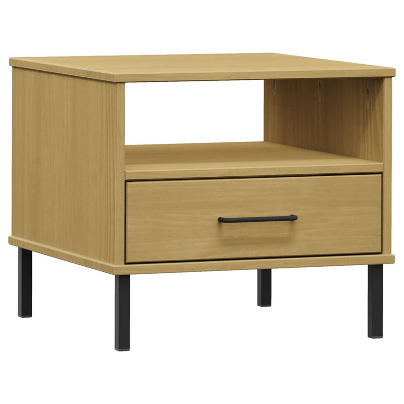 Kirina 50cm W Solid Wood Bedside Table, Brown