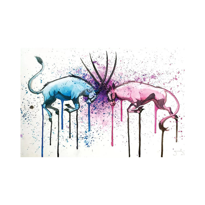 «Oryx Fight» par Yanin Ruibal, reproduction d'art sur toile tendue, H 8 po x l 12 po x P 0,75 po