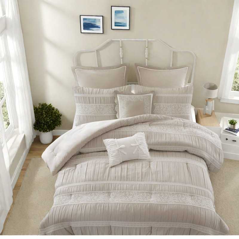 Piece Queen Bedding Sets, Polyester Jacquard Farmhouse Style For Home
