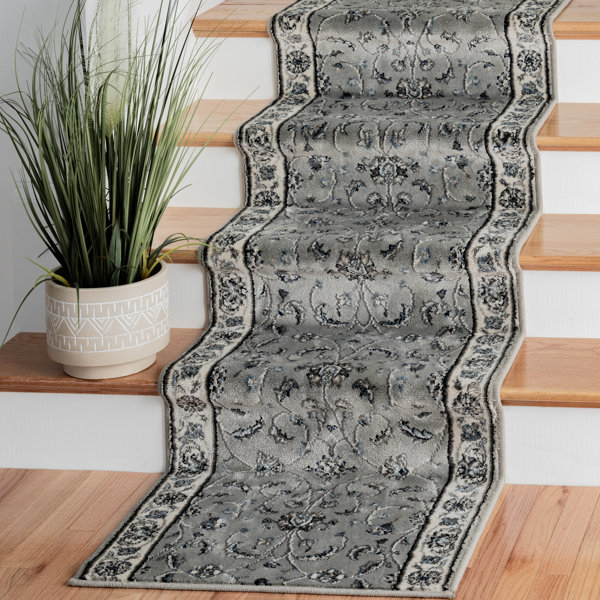  Custom Made Runner Rug Low Pile With Rubber Backing For Kitchen  Foyer Hallway Entry Choose Your Length Size 26 Inch Wide French Scroll  Fleur De Lis Design Brown White Color (49