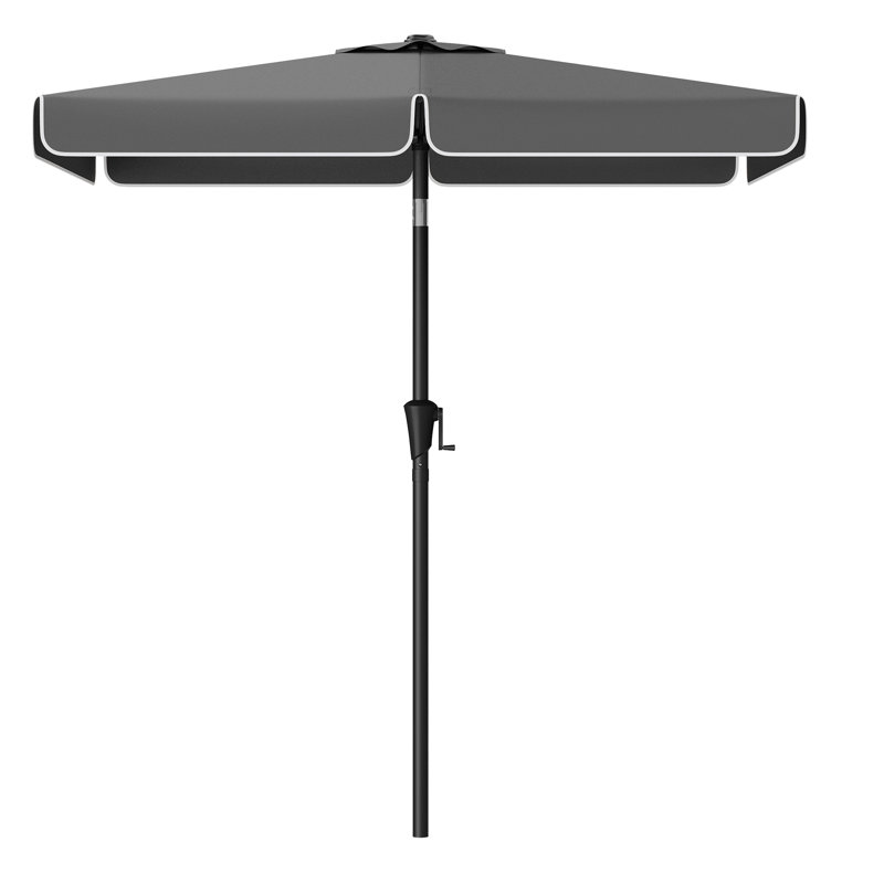 Careena 200cm Market Parasol, Grey/Brown/Blue, 220cm H x 200cm W x 150cm D