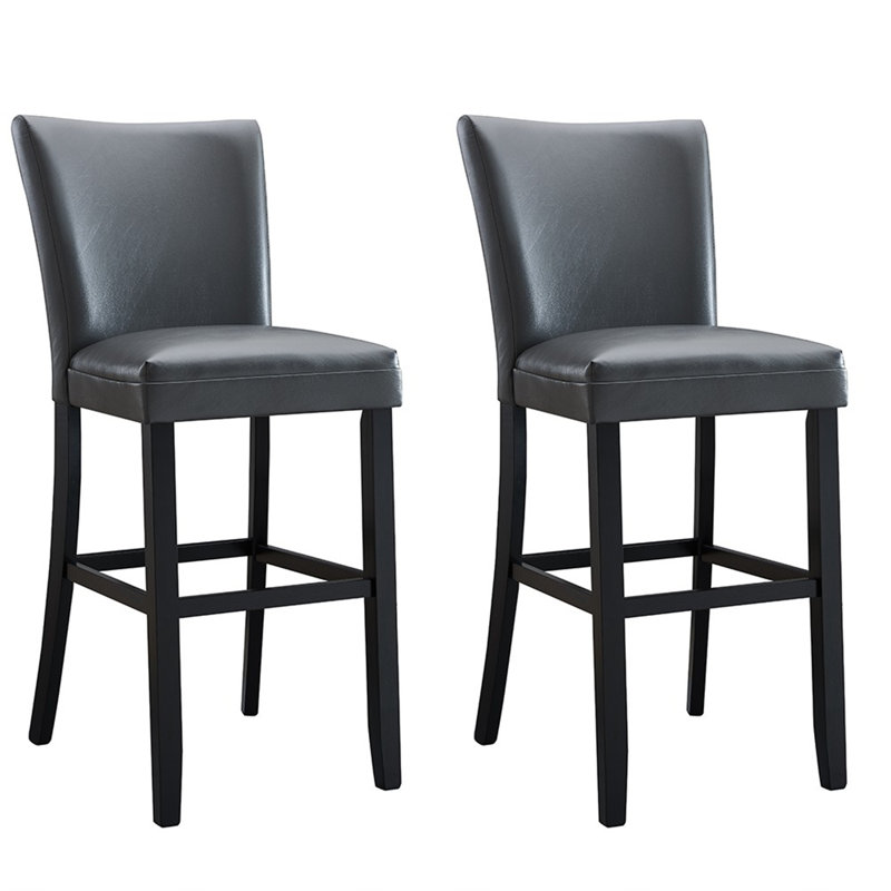 Tabouret de bar moderne en similicuir noir LUMera, gris, Tabouret de bar (siège d'une hauteur de 31,9 po)